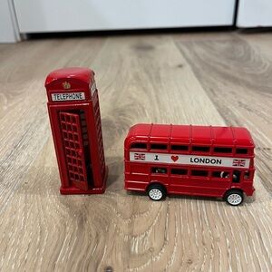 Red London Bus and Telephone Booth Pencil Sharpener Decorations